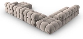 Colțar modular maro deschis cu tapițerie din catifea (cu colț pe partea stângă /în formă de "U") Bellis – Micadoni