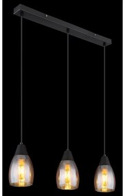 Lustra suspendata design modern REID negru, chihlimbar