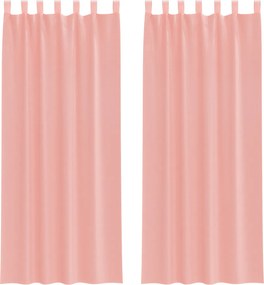 vidaXL Perdele Voile cu buzunare pentru bare 2 buc Roz