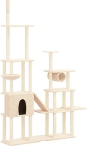 vidaXL Ansamblu de pisici cu stâlpi din funie de sisal, crem, 279 cm