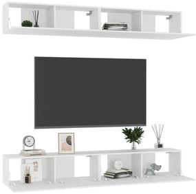 Comode TV, 4 buc., alb, 100x30x30 cm, PAL 4, Alb, 100 x 30 x 30 cm
