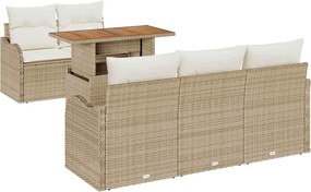 vidaXL Set de canapele pentru grădină 6 pcs Bej Rattan poli