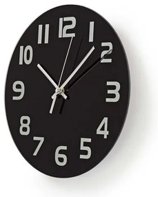 Ceas de perete Nedis CLWA006GL30BK 1xAA/1,5V sticlă 30 cm negru