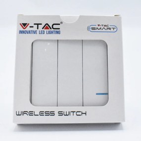 Intrerupator triplu Wireless Smart, 10A, protectie IP54, alb, V-TAC