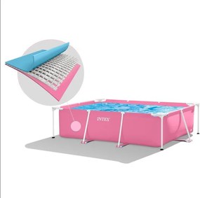 Bazin mare de grădină roz cu cadru dreptunghiular 220 x 150 cm