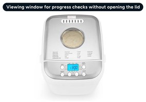 Masina de facut paine Crown CBM-6511, 600W, 1L, 19 programe, Timer, Afisaj LCD, Memorie, Alb