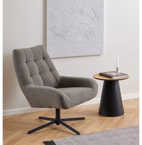 Măsuță de cafea neagră/în culoare naturală rotundă cu blat cu aspect de lemn de stejar ø 45 cm Soli – Actona