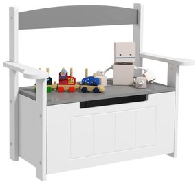 AIYAPLAY Cutie de jucării pentru copii 2 în 1 și banc cu spătar și brațe - piston pneumatic 68,5L x 34l x 58H cm | Aosom Romania