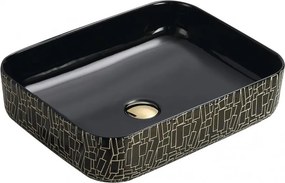 Mexen Lorita chiuvetă de blat 51 x 39 cm, negru/auriu - 22135163