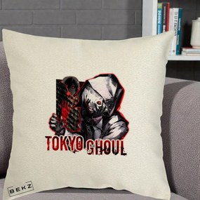 Perna Personalizata Tokyo Ghoul Ken Kaneki Anime, 40x40 cm, Ecru, Husa Detasabila, Perna Inclusa, BEKZ®