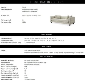 Canapea design LUX Avellino, Reve cream