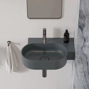 Lavoar suspendat Omnires Ovo M+ finisaj gri cenusa mat 55.5 cm dreapta