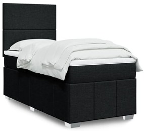 vidaXL Pat box spring cu saltea, negru, 80x200 cm, textil