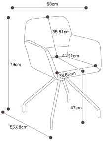 Set de 2 scaune de prânz ergonomice din piele ecologică cu picioare din metal, Gri Ciment