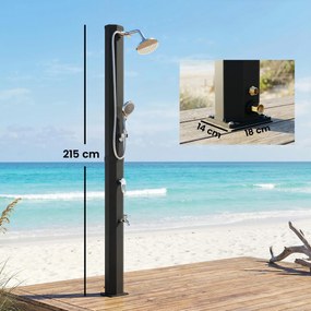 Outsunny Duș solar 35L, protecție anti-îngheț, 2 capete de duș, robinet pentru picioare | Aosom Romania