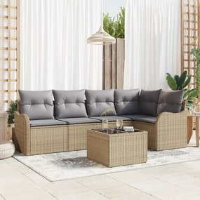 Set canapea de grădină vidaXL 6 piese cu perne din ratan poli negru