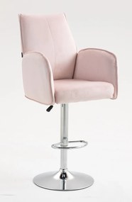 HR280W Scaun Roz din Catifea cu Bază Cromata