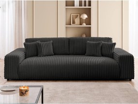 Canapea gri închis extensibilă/cu spațiu de depozitare cu tapițerie din catifea reiată 260 cm Justin – Ropez