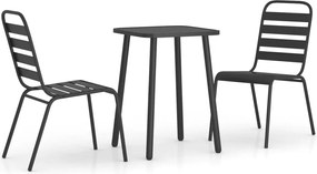 vidaXL Set de masă grădină, 3 piese, antracit, oțel