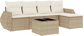 vidaXL Set canapele de grădină cu perne, 6 piese, bej, poliratan