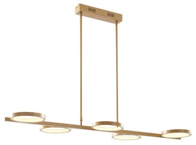 Lampă modernă cu pandantiv incluzând LED cu dimmer pe 3 trepte auriu cu 5 lumini - Vivé