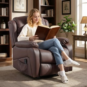 HOMCOM Fotoliu Electric Rabatabil cu 8 Puncte de Masaj, Suport pentru Picioare, 97x85x100 cm, Maro | Aosom Romania