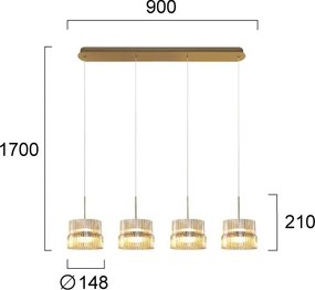 Lustră LED pe cablu LUXE LED/46W/230V alamă