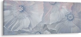 Tablou - Flori albastre pe perete (120x50 cm)