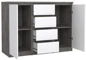 Comodă Simplicity 121 x 50 x 91 cm, gri / alb lucios