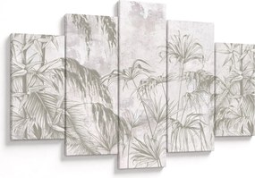 Tablou - Plante tropicale pe perete gri (150x105 cm)