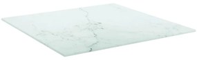 322254 vidaXL Blat masă alb 50x50 cm 6 mm sticlă securizată design marmură