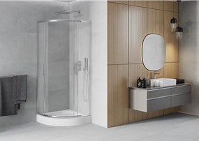 Mexen Rio cabina de duș semirotundă 70 x 70 cm, șlefuire, crom + cadă de duș, alb - 863-070-070-01-30-4710