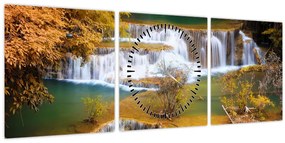 Tablou - Cascada Huay Mae Khamin, Thailanda (cu ceas) (90x30 cm)