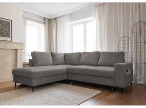 Colțar gri extensibil cu tapițerie din catifea reiată (cu colț pe partea stângă ) Lofty Lilly – Miuform