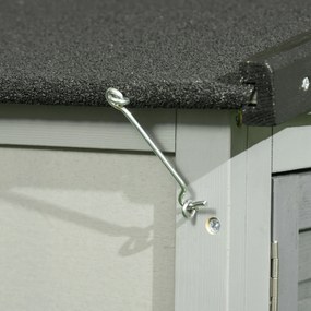 PawHut Cuib Exterior din Lemn de Brad cu Rampă, Acoperiș Rabatabil Impermeabil, Sertar Detașabil, Cuib pentru Iepuri, Animale Mici, Gri Deschis | Aosom Romania