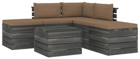 3061847 vidaXL Set mobilier grădină paleți cu perne, 6 piese, lemn masiv pin