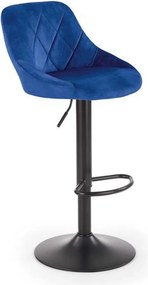 Scaun bar H101, albastru/negru, stofa catifelata/metal, 47x45x84/106 c
