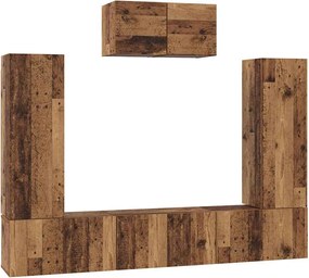 vidaXL Set comodă TV Pe perete 7 pcs Lemn Vechi Lemn compozit