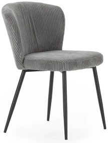 Scaune de dining gri 4 buc. din catifea reiată Megan – Marckeric