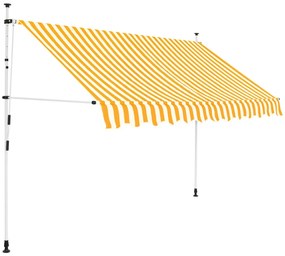 vidaXL Copertină retractabilă manual, dungi galben și alb, 250 cm