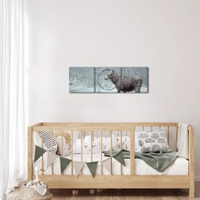 Tablou - Elan într-o pădure înzăpezită (cu ceas) (90x30 cm)