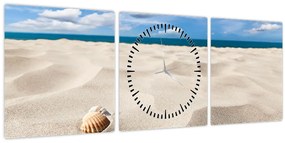 Tablou - Scoici pe plajă (cu ceas) (90x30 cm)