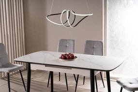 Masa extensibila Apollo Ceramica marmura alba/negru mat - L120-160 cm