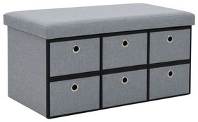 247096 vidaXL Bancă pliabilă depozitare aspect pânză, 76x38x38 cm gri deschis