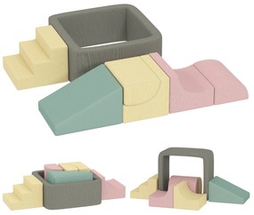 AIYAPLAY Parcurs de motricitate pentru bebeluși modular din spumă 7 piese husă lavabilă din catifea côtelată 174 x 174 x 30 cm multicolor | Aosom Romania