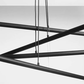 Lustra moderna neagra minimalista din metal cu 8 becuri Tubo