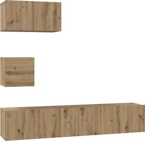 vidaXL Set comodă TV Pe perete 3 pcs Stejar Artizanal Lemn compozit