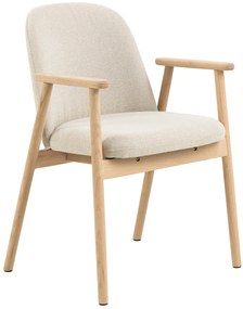 MAZZONI EXPORT RODERIC Bej (material Apia 453)/cadru stejar uleiat - SCAUN DE LEMN CHENILLE PENTRU SUFRAGERIE LIVING BUCĂTĂRIE RETRO