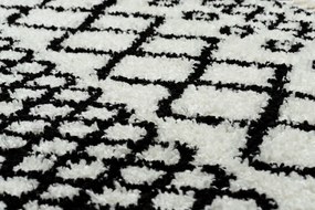 Covor PROMO Berber Safi N9040 albsi negru Franjuri shaggy pletos