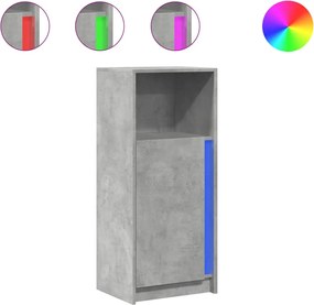 vidaXL Dulap cu LED, gri beton, 42,5x34x100 cm, lemn prelucrat